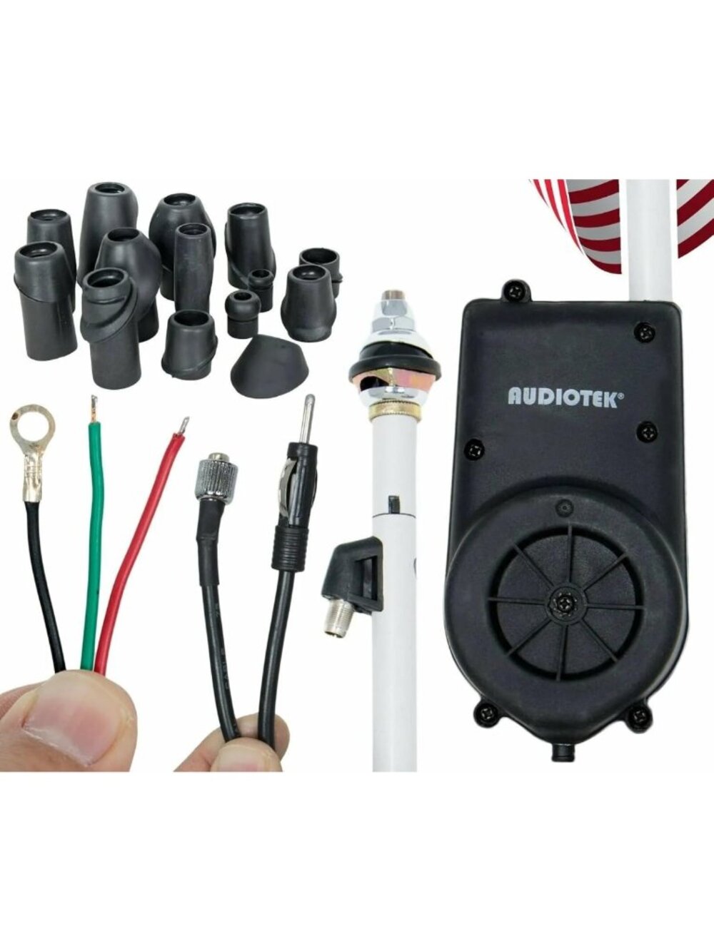 Waterproof Universal Electric Power Antenna - Stainless Steel, AM/FM, 12V, Easy